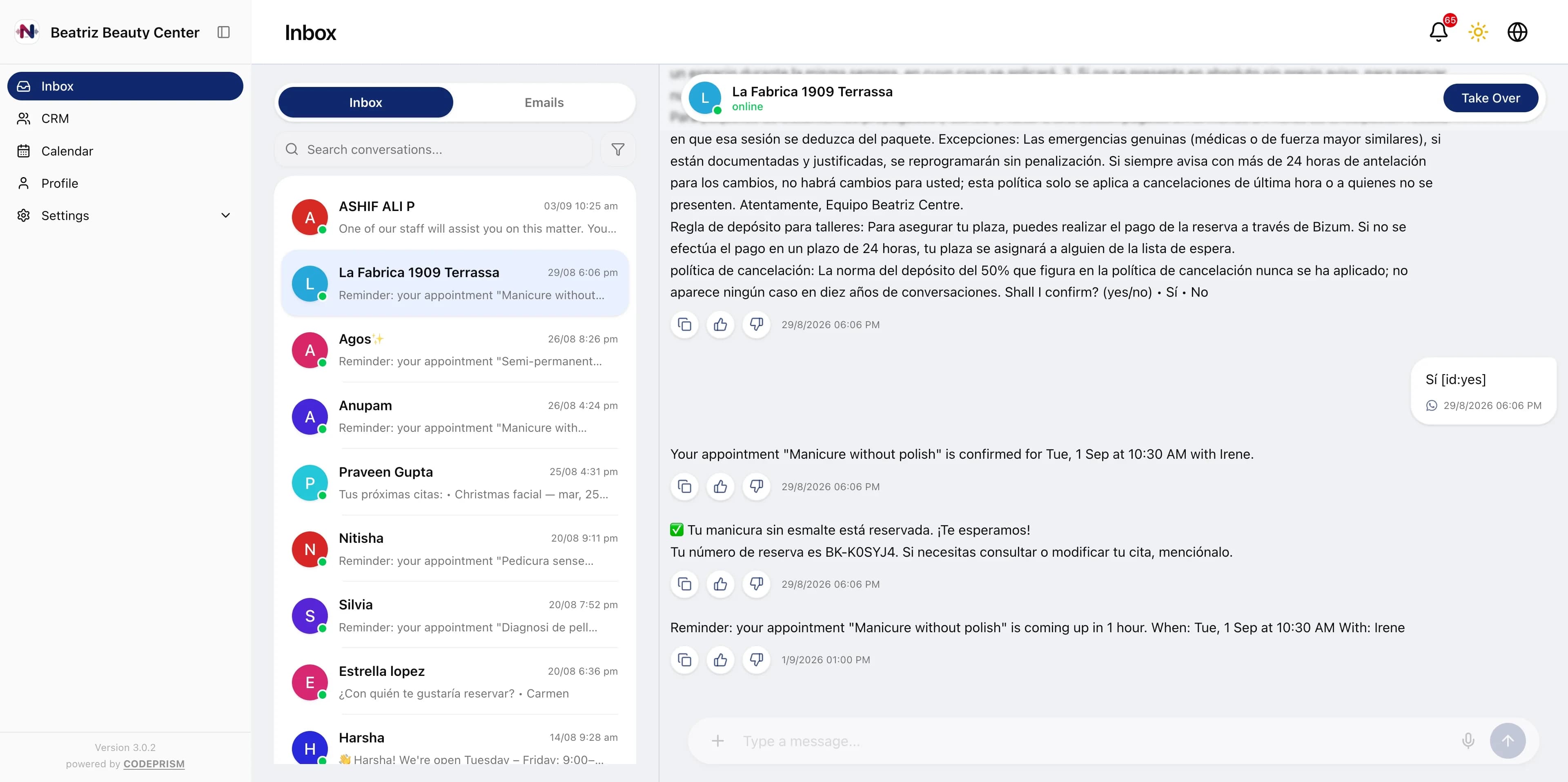 NIRO dashboard — Chats
