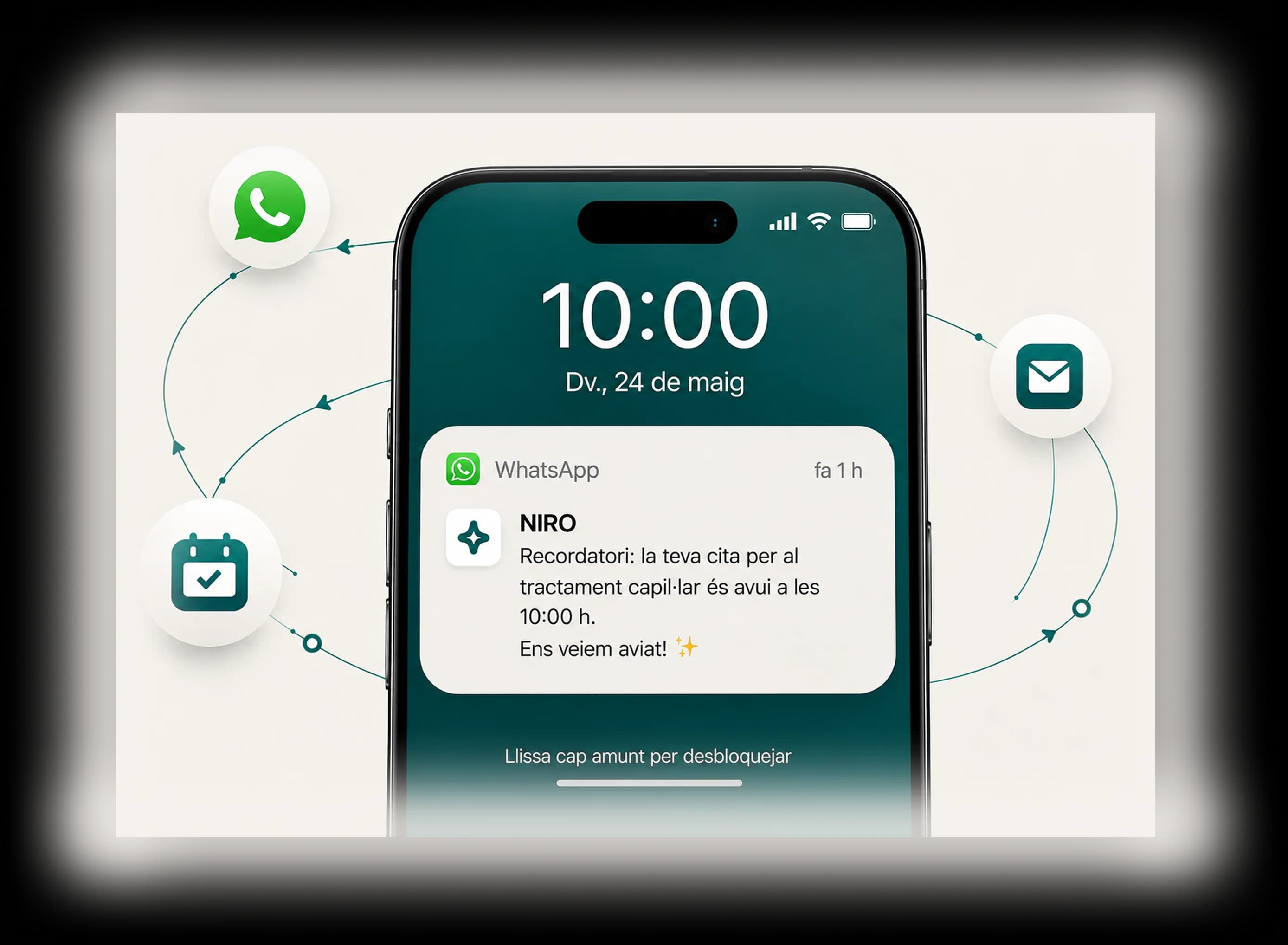 NIRO envia recordatoris, seguiments i promocions.