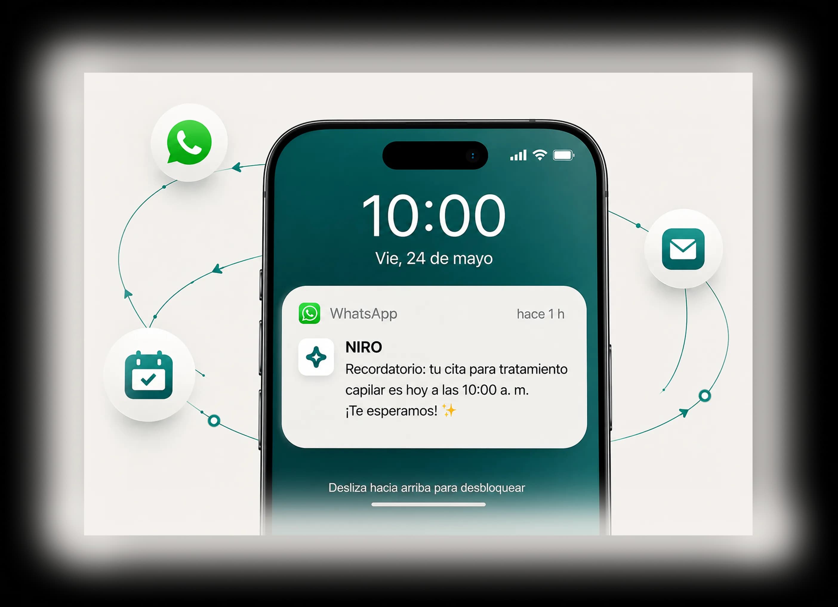 NIRO envía recordatorios, seguimientos y promociones.